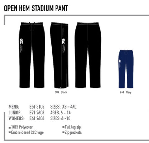 Canterbury Open hem  Stadium Pant - Senior - Navy only